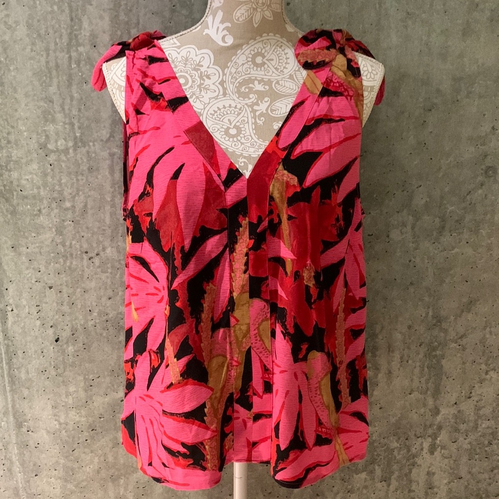 RE-IMAGINED by J. Crew Tie-shoulder top in palm print